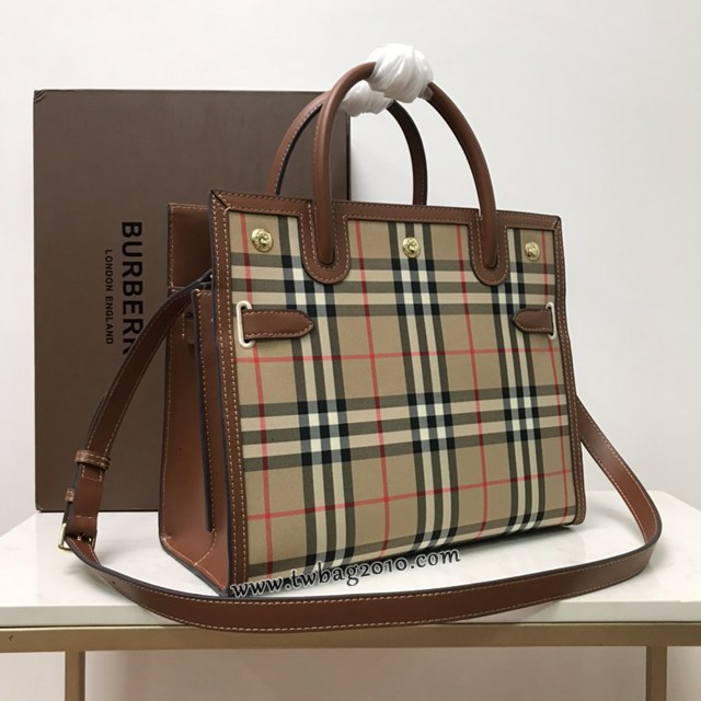 Burberry專門店新款Title泰爾勒手袋 巴寶莉Vintage復古格紋手提托特包肩背女包 yxb1507